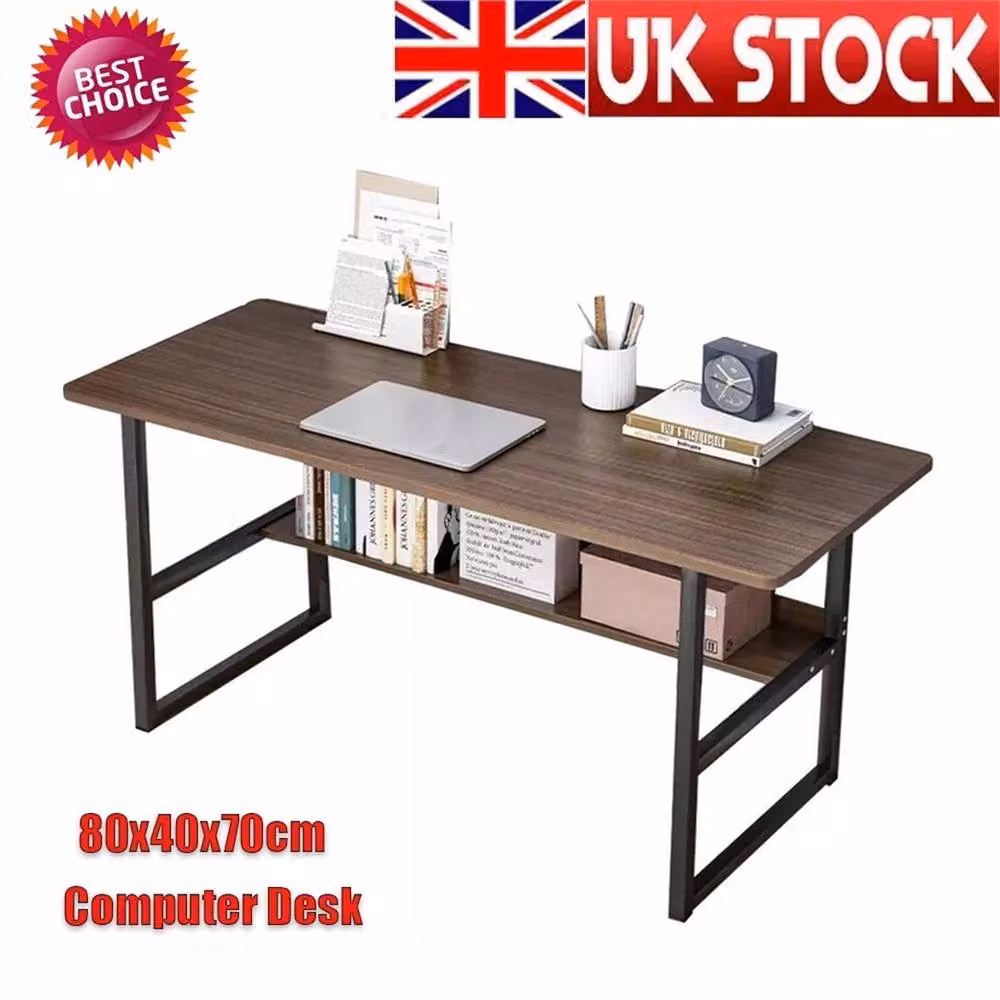Nordara Brown Composite and Metal Computer Desk for Home Office and Living Room – 2