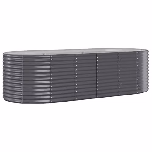 vidaXL Galvanised Steel Garden Raised Bed, Anthracite, W: 249 cm, D: 100 cm, H: 68 cm