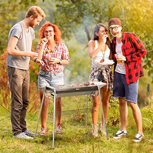 Outsunny Charcoal Barbecue Grill with Griddle Plate, Black – 2