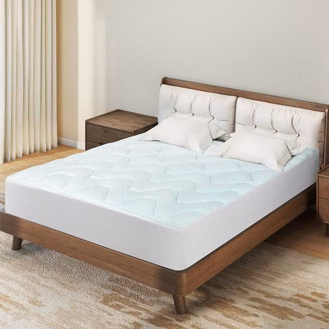 Lavio Pillowtop Memory Foam Mattress Topper in White and Blue