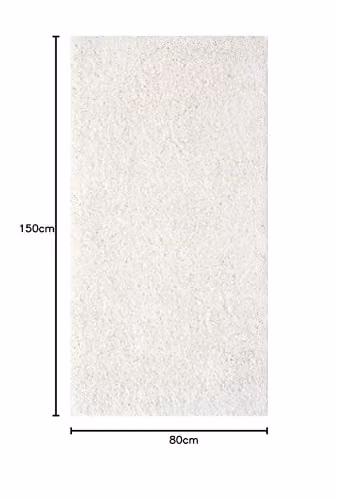 THE RUGS White Plain Shaggy High Pile Rug, W/D/H: 80 x 150 x 3 cm – 2