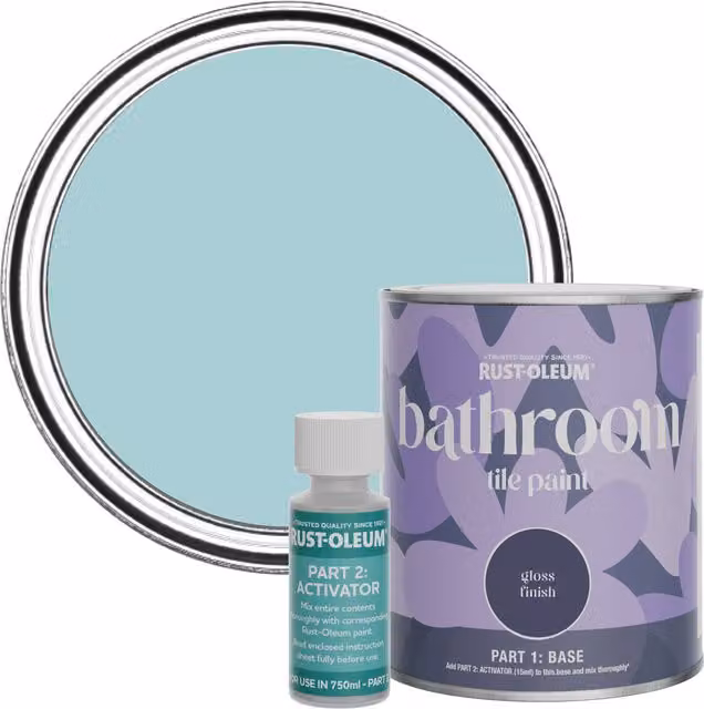 Rust-Oleum Bathroom Tile Paint in Little Cyclades Blue with Gloss Finish, 0.75 l