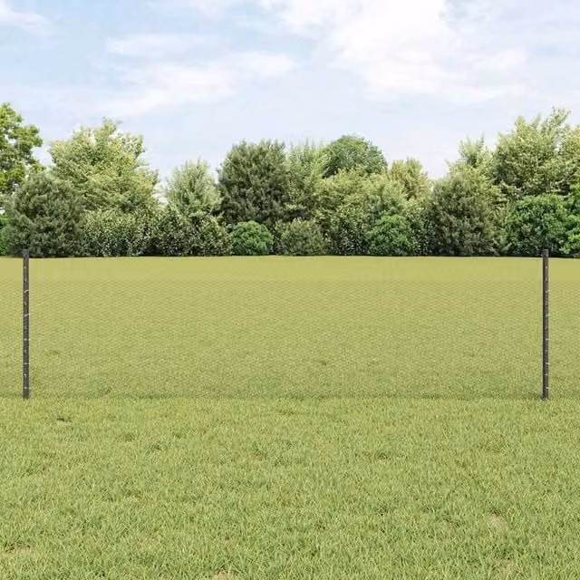 Berkfield Home 11-Piece Steel U-Channel Hexagon Fence Posts in Dark Grey, Height: 60 cm