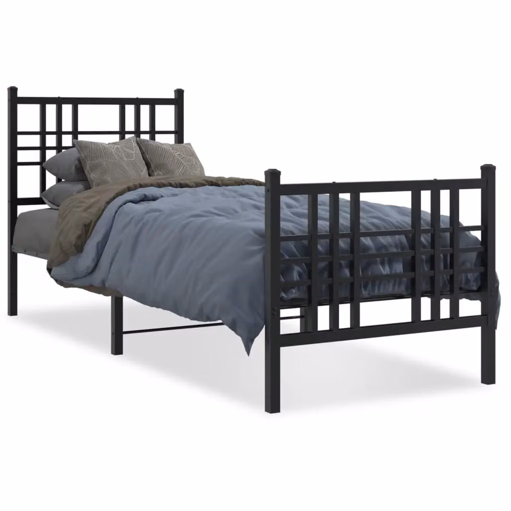 Berkfield Home Metal Bed Frame with Footboard, Black, W/D/H: 80 x 200 cm – 2
