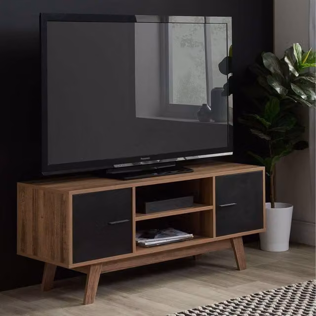 Birlea Modern Glossy TV Stand Entertainment Unit in Black or Brown