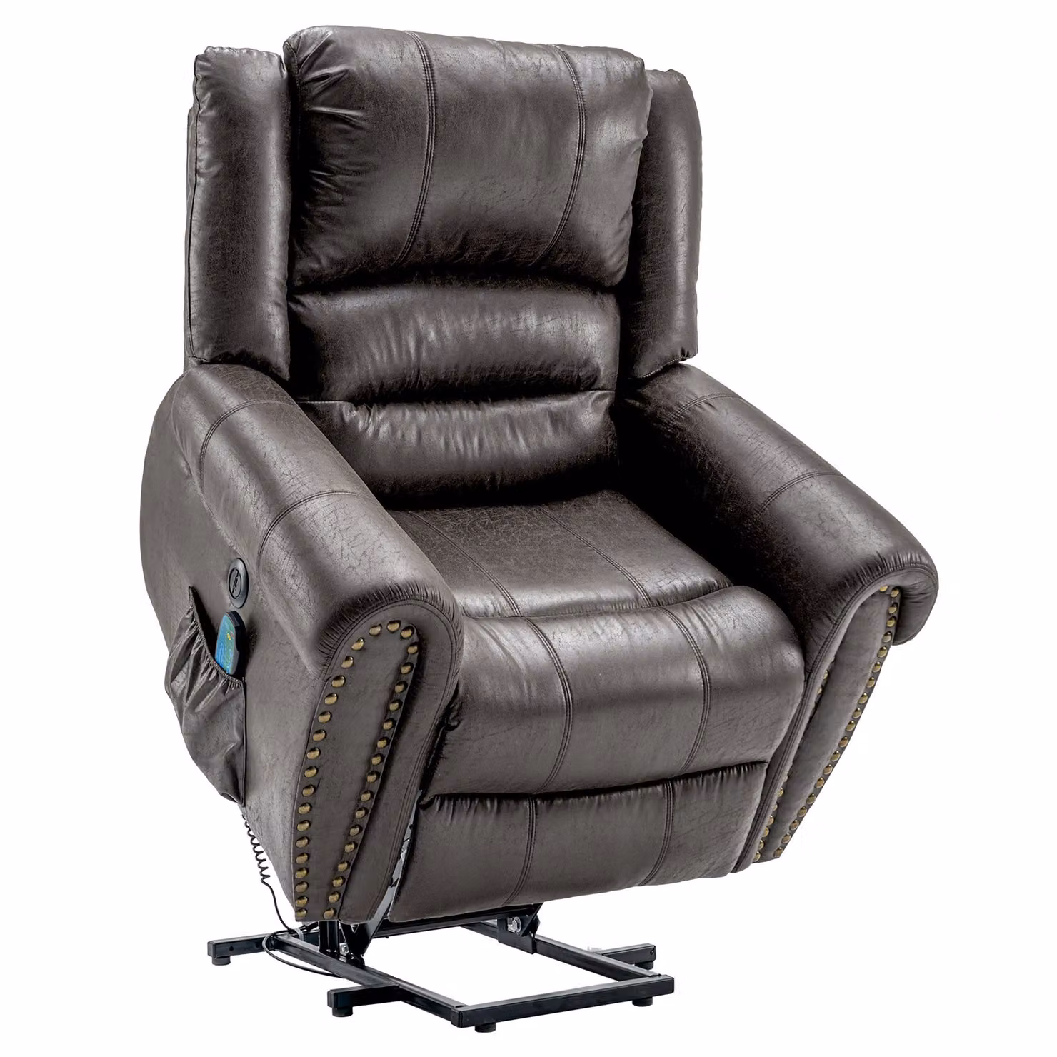 Aosom UK Large Power Lift Recliner Massage Chair with Heating, Grey, W/D/H: 104 x 106 x 102 cm – 2