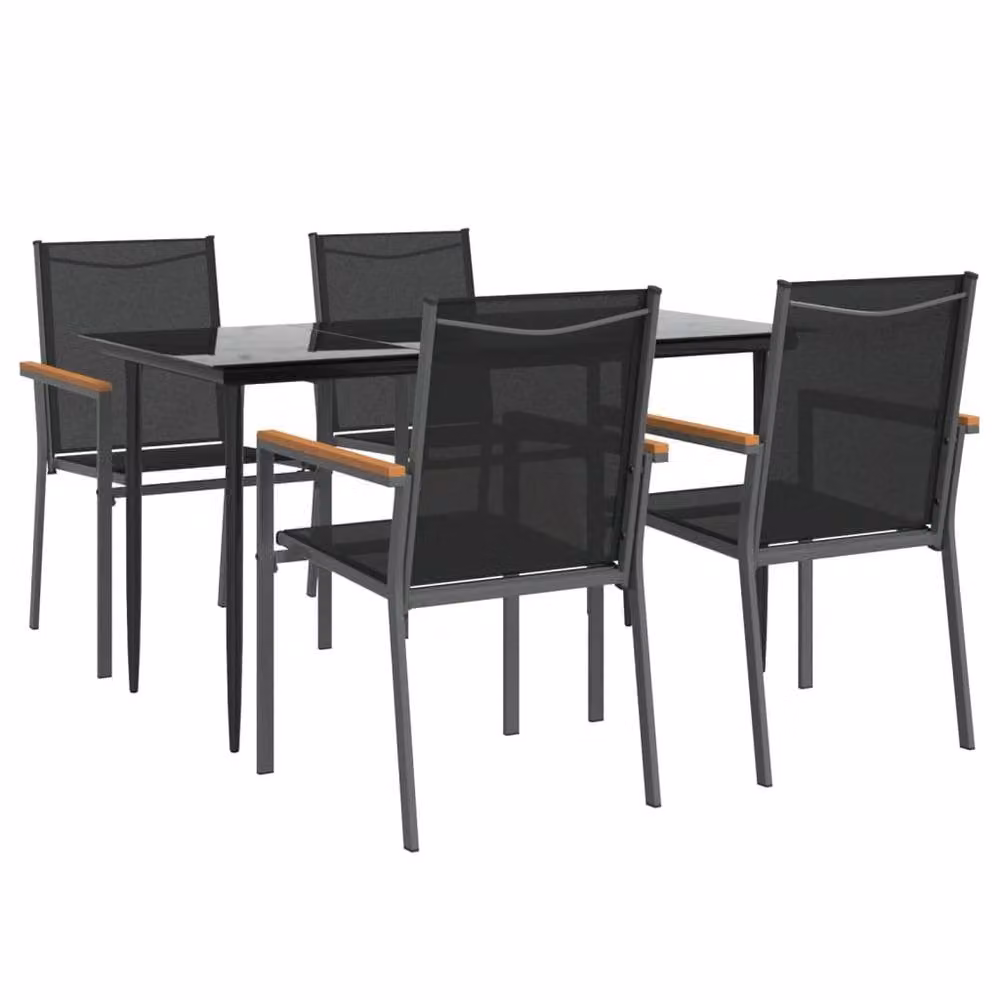 Berkfield Home 5 Piece Modern Garden Dining Set in Black Textilene and Steel – 3