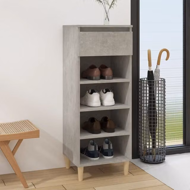 Berkfield Home Concrete Grey Shoe Cabinet with Doors and Drawers, W/D/H: 40 x 36 x 105 cm – 1