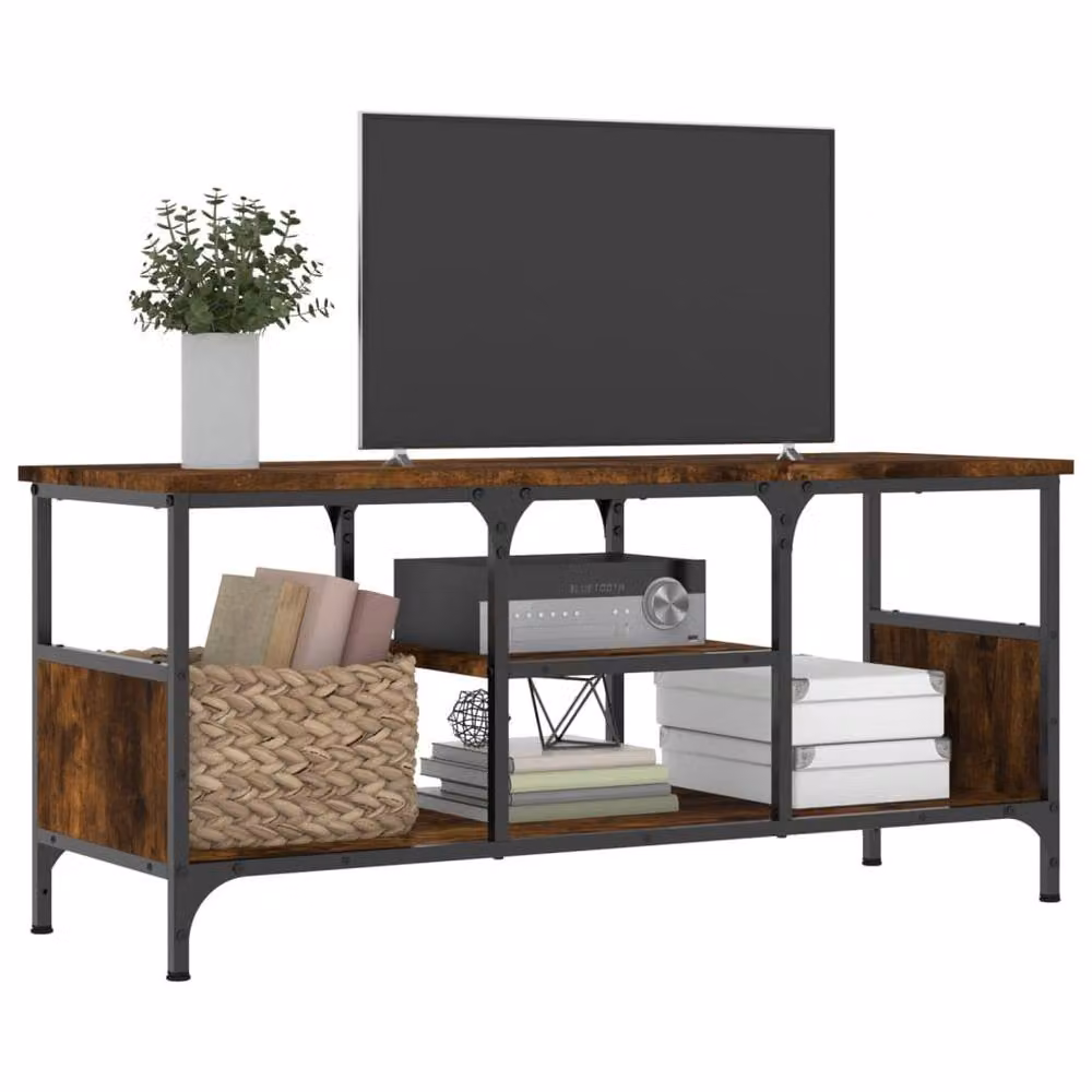 Berkfield Home Industrial TV Cabinet in Smoked Oak and Brown, W/D/H: 100 x 35 x 45 cm – 3