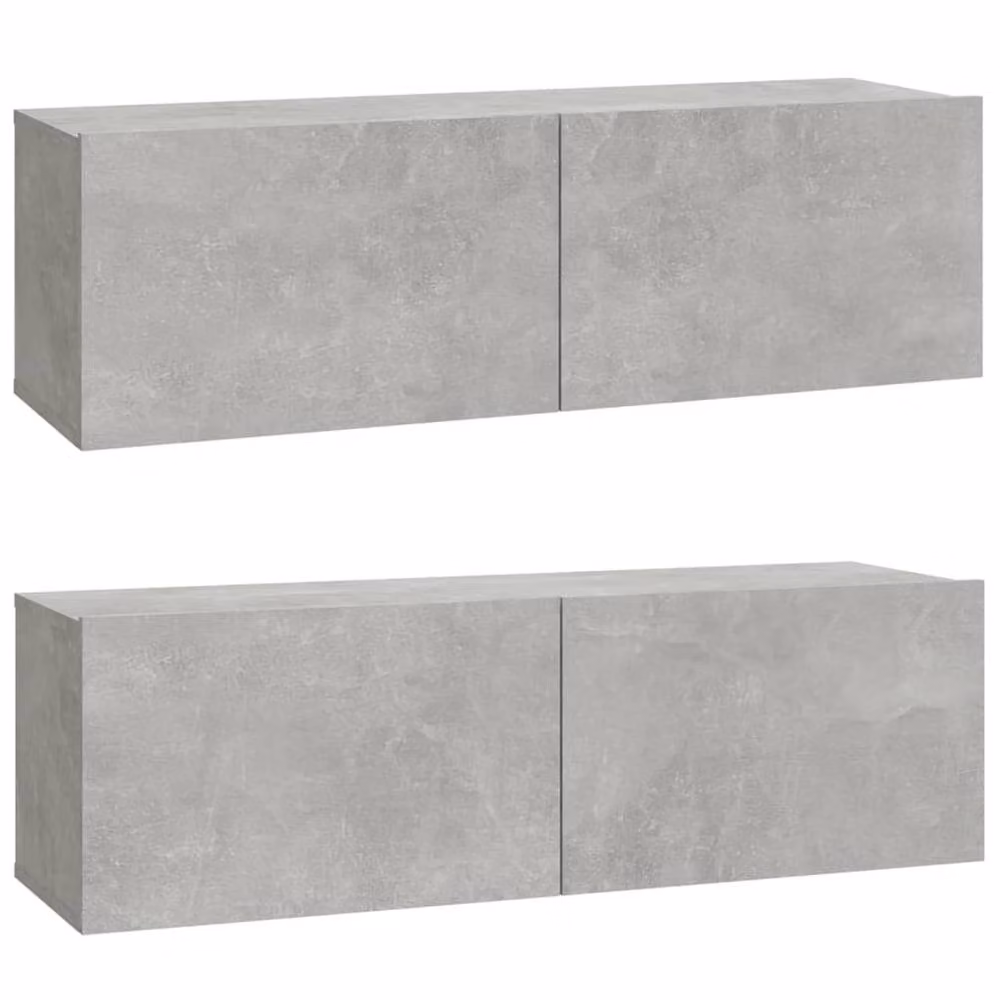 Berkfield Home Set of 2 Modern Wall TV Cabinets in Concrete Grey, Engineered Wood, W: 100 cm, D: 30 cm, H: 30 cm – 2