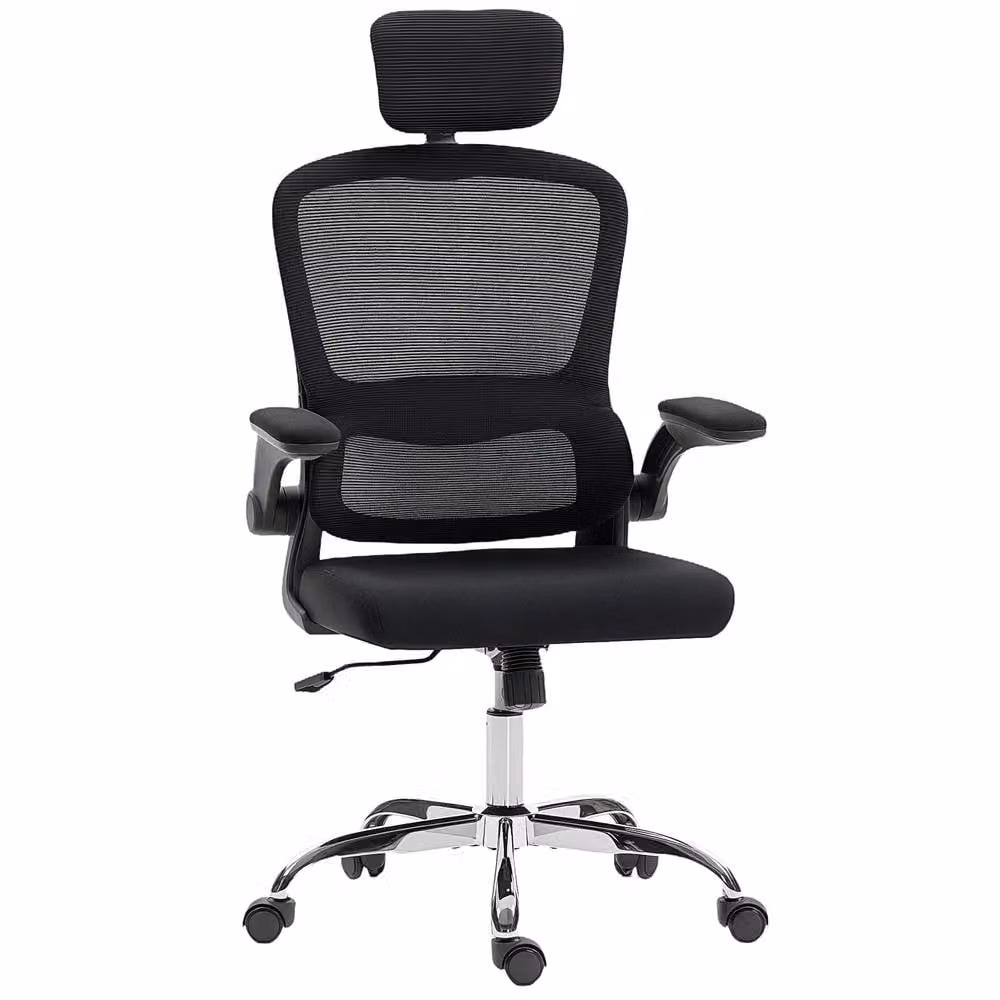 STILVORA Modern Black Fabric Task Chair with Headrest for Home Office – 5