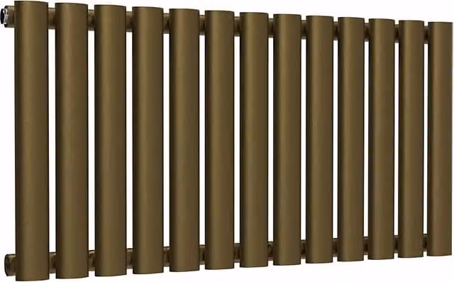 Lux Heat Oval Horizontal Single Wall Mounted Radiator in Antique Brass, W: 78 cm, H: 40 cm, D: 8.5 cm