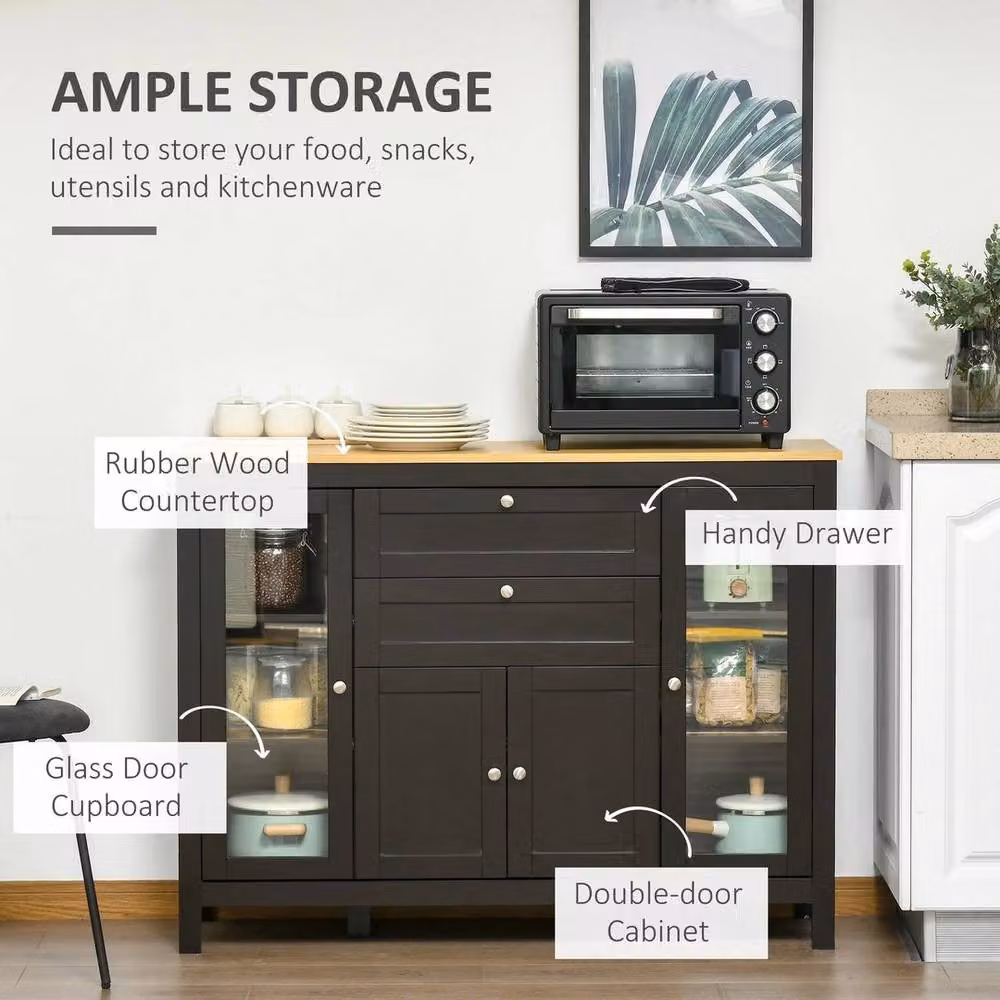EONLION Modern Black Storage Cabinet with 4 Doors and 2 Drawers, Width: 100 cm – 4