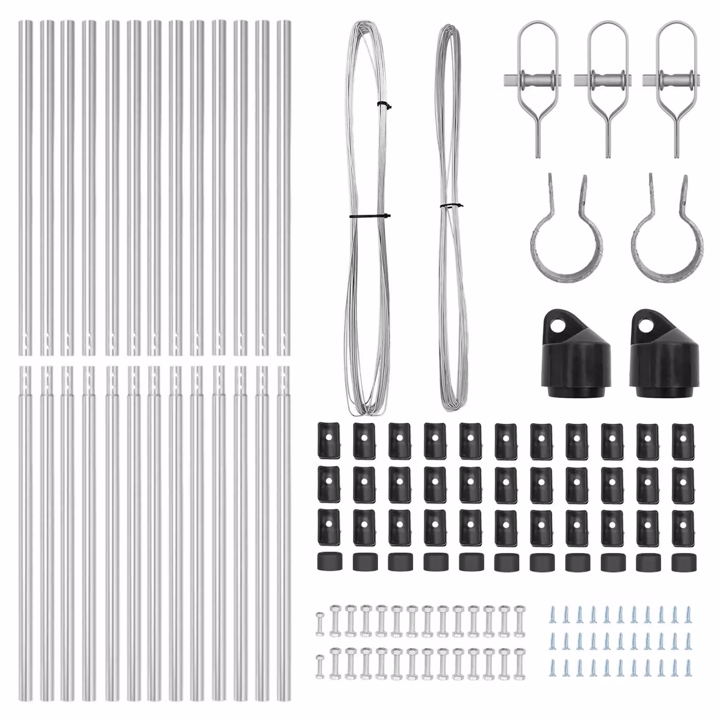 Berkfield Home 13-Piece Set of Round Galvanised Steel Fence Posts in Silver, Diameter: 3.2 cm, Height: 210 cm – 2