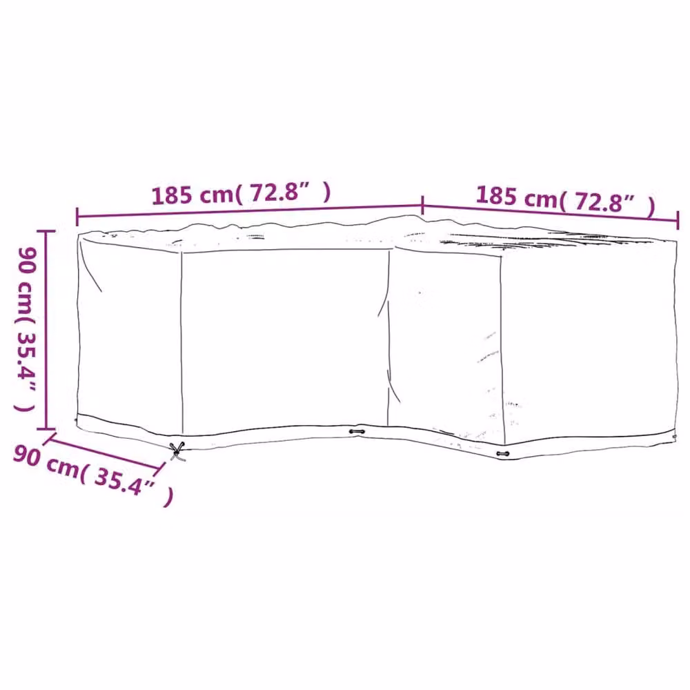 Berkfield Home L-Shaped Garden Furniture Cover in Black, W/D/H: 185 x 185 x 90 cm – 4