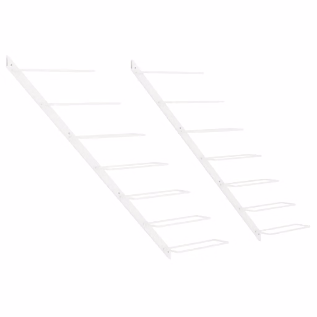 Berkfield Home Wall-mounted Metal Wine Rack for 7 Bottles, Set of 2, White – 2