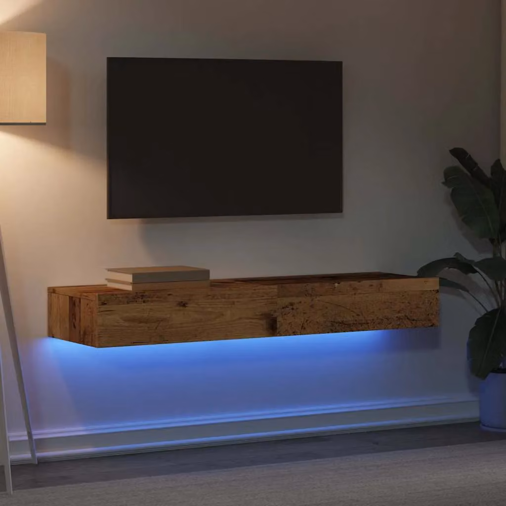 Berkfield Home TV Cabinets with LED Lights, 2 Piece Set, Brown, W/D/H: 60 x 35 x 15.5 cm – 3
