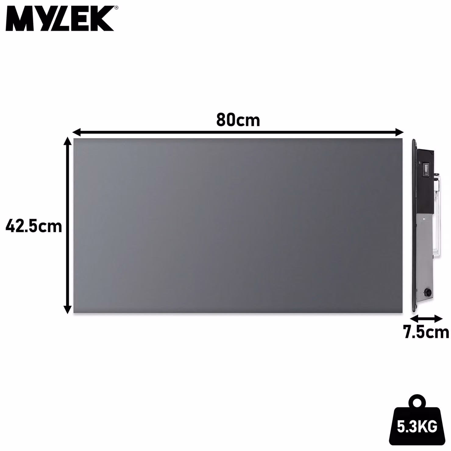 MYLEK 1.5kW Slimline Electric Panel Convector Heater with WiFi App Control, Anthracite, W: 80.0 cm, H: 42.5 cm, D: 1.5 cm – 3