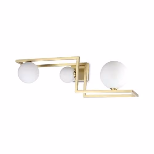Ideal Lux ANGOLO 3 Light Modern Sphere Ceiling Light in Brass and White Glass