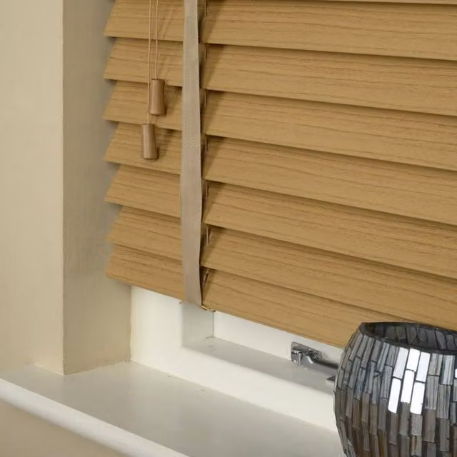 Terrys Made To Measure Wood Essence 50mm Wooden Venetian Blinds in Desert Oak Pine Brown