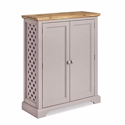 Statement Furniture Florence Acacia Wood Shoe Storage Cabinet in Brown and Beige, W/D/H: 90.5 x 36 x 110 cm – 2