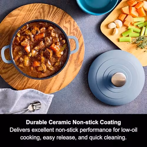 Morphy Richards Blue Cast Aluminium Casserole with Non-Stick Ceramic Coating, 2.3 l – 2