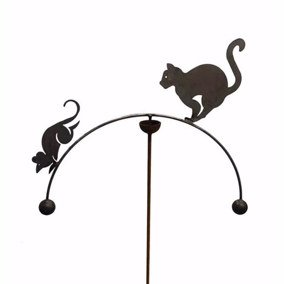 Poppyforge Cat & Mouse Wind Rocker Double in Brown Steel, W54 x H148.5 cm – 2