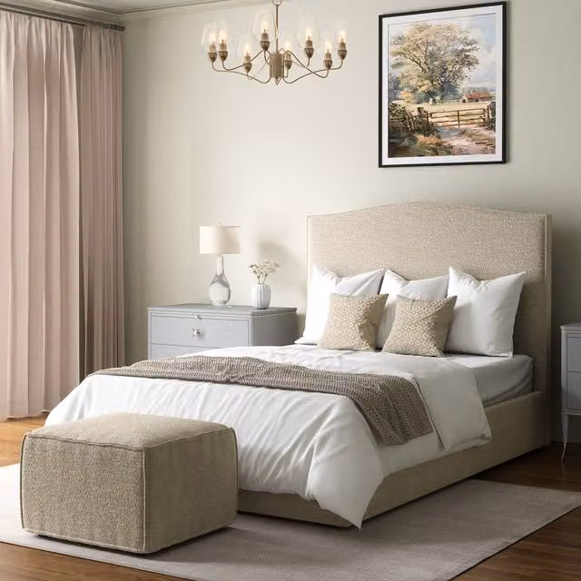 Hestia Living Lorenzo Upholstered Ottoman Bed Frame with Lift Up Base, Grey or Beige, 180 x 200 cm