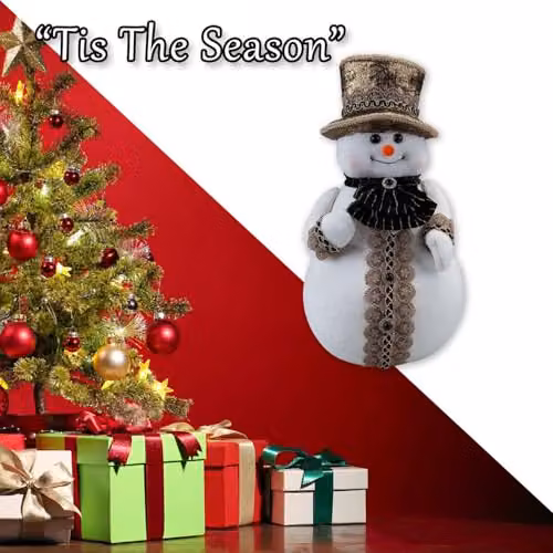 VFM e-Store Christmas Snowman Decoration in White and Black, H 39 cm x W 20 cm x D 20 cm – 6