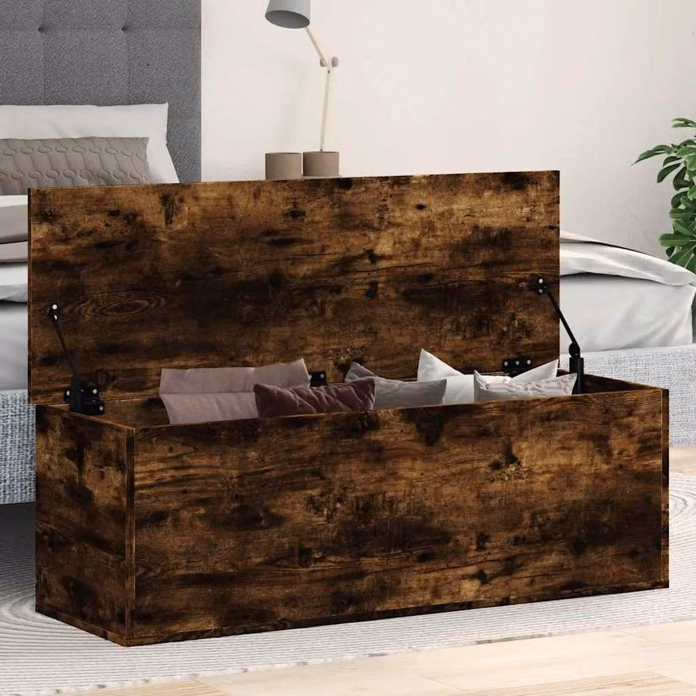 Berkfield Home Smoked Oak Storage Box in Brown, W/D/H: 102 x 35 x 35 cm – 2