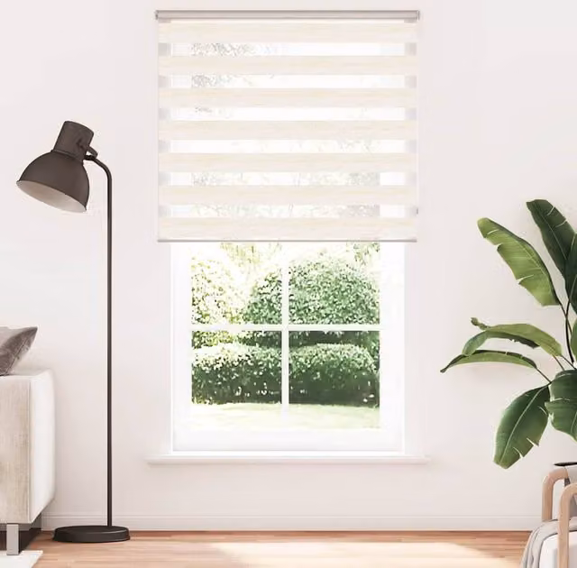 Berkfield Home Zebra Blind in Marble Beige, Polyester Fabric, W: 135 cm, H: 200 cm