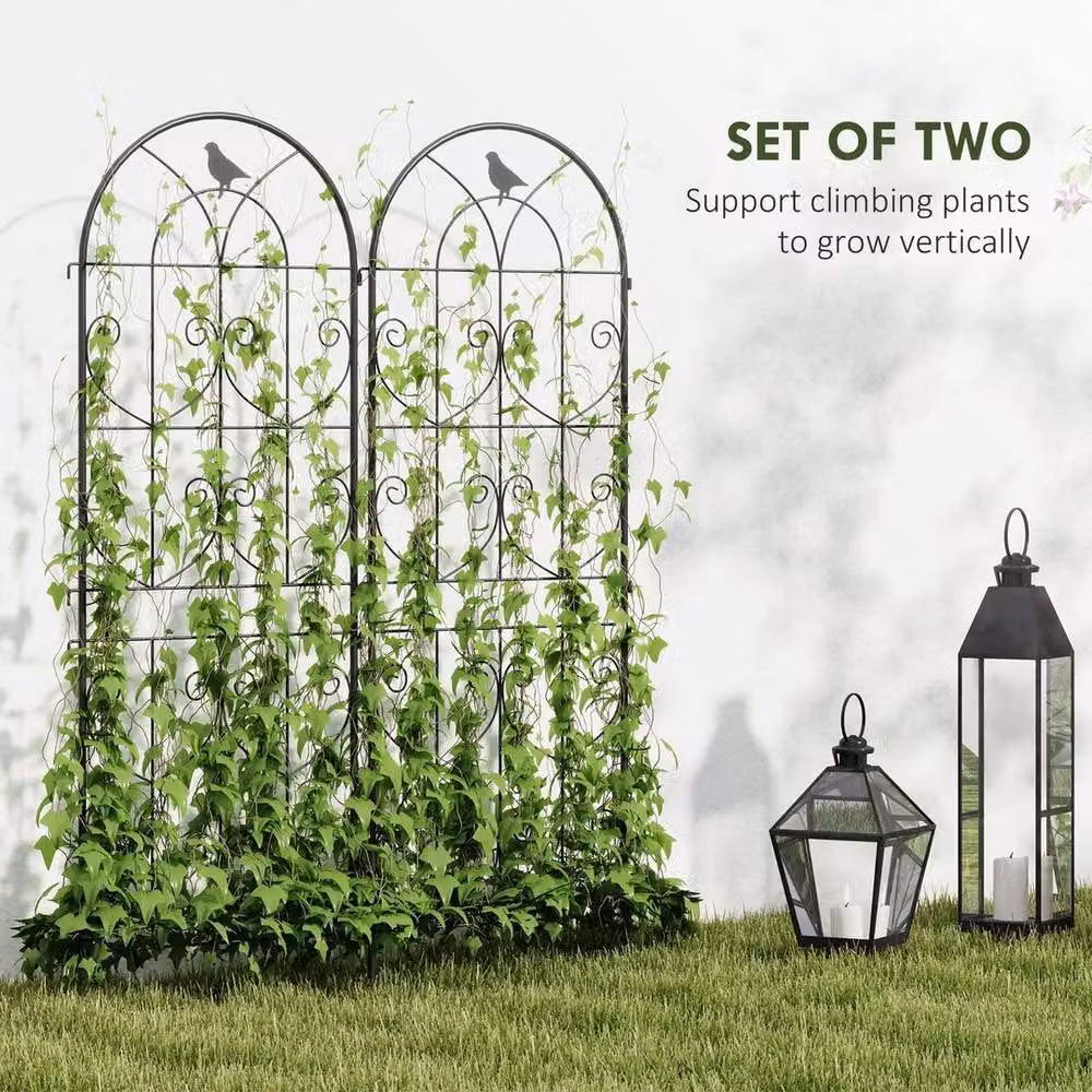 NESTLUNE Set of 2 Black Metal Garden Trellis Panels, W/H: 60 x 100 cm – 3