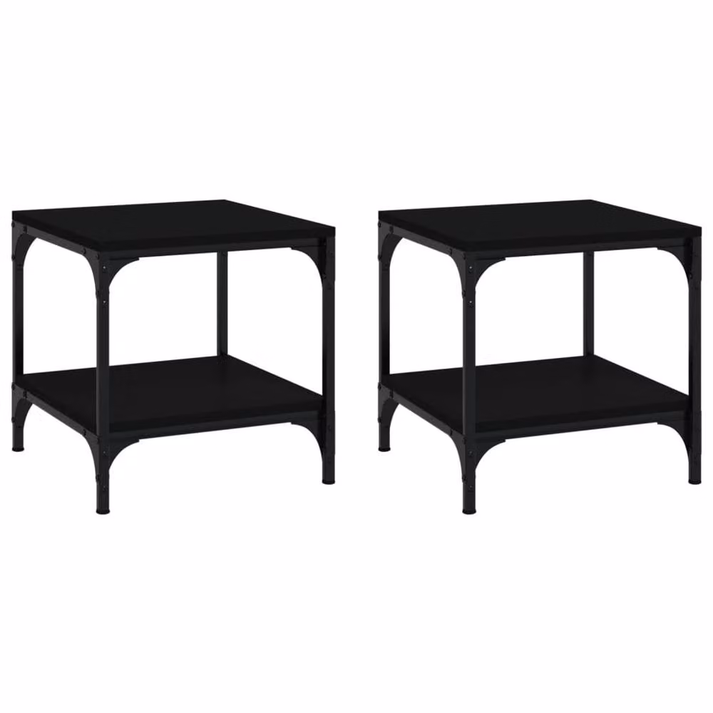 Berkfield Home Set of 2 Black Square Side Tables with Nested Tops, W/D/H: 40 x 40 x 40 cm – 3