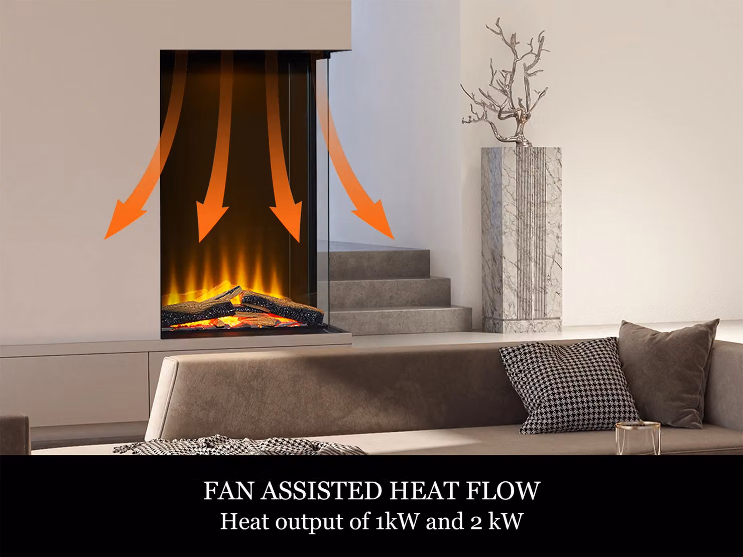 Acantha Fires & Fireplaces Aspire 50 Portrait Corner View Media Wall Electric Fire in Black – 4