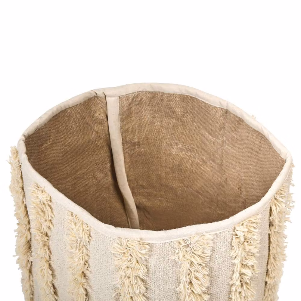 Wyld and Coco Set of 2 Beige Cotton Storage Baskets, Diameter: 40 cm – 3