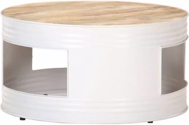 Berkfield Home White Square Coffee Table in Solid Mango Wood W/D/H: 68 x 68 x 36 cm