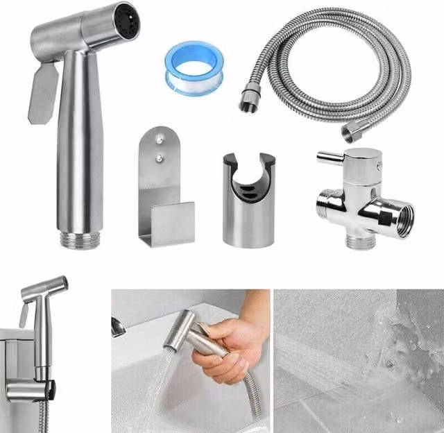 EONLION Luxury Handheld Bidet Toilet Jet in Silver Stainless Steel – 1