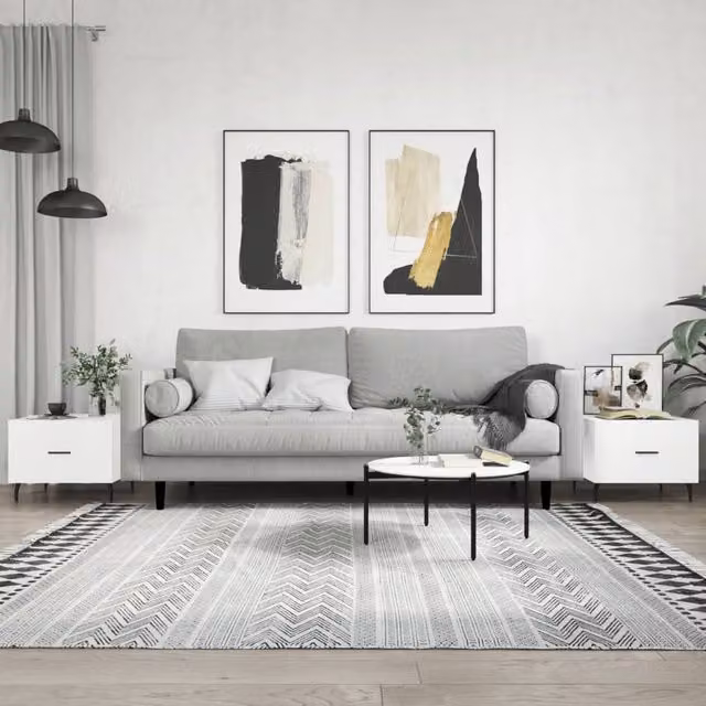 Berkfield Home Set of 2 High Gloss White Square Coffee Tables W/D/H: 50 x 50 x 40 cm – 1