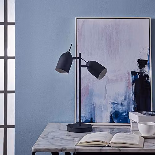 Teamson Home Adjustable Double Spotlight Standing Desk Lamp in Black Metal Finish – 2