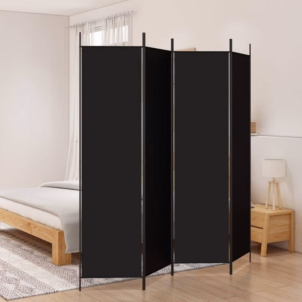 Berkfield Home 4-Panel Room Divider in Black Fabric and Metal, W/H: 200 x 200 cm – 2