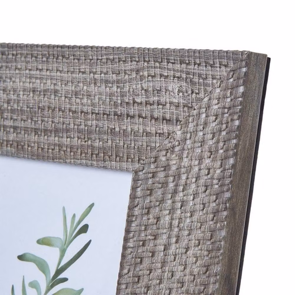 Lemon Pavilion Woven Rectangular Wood Photo Frame, Grey, W19 x H24 cm – 2