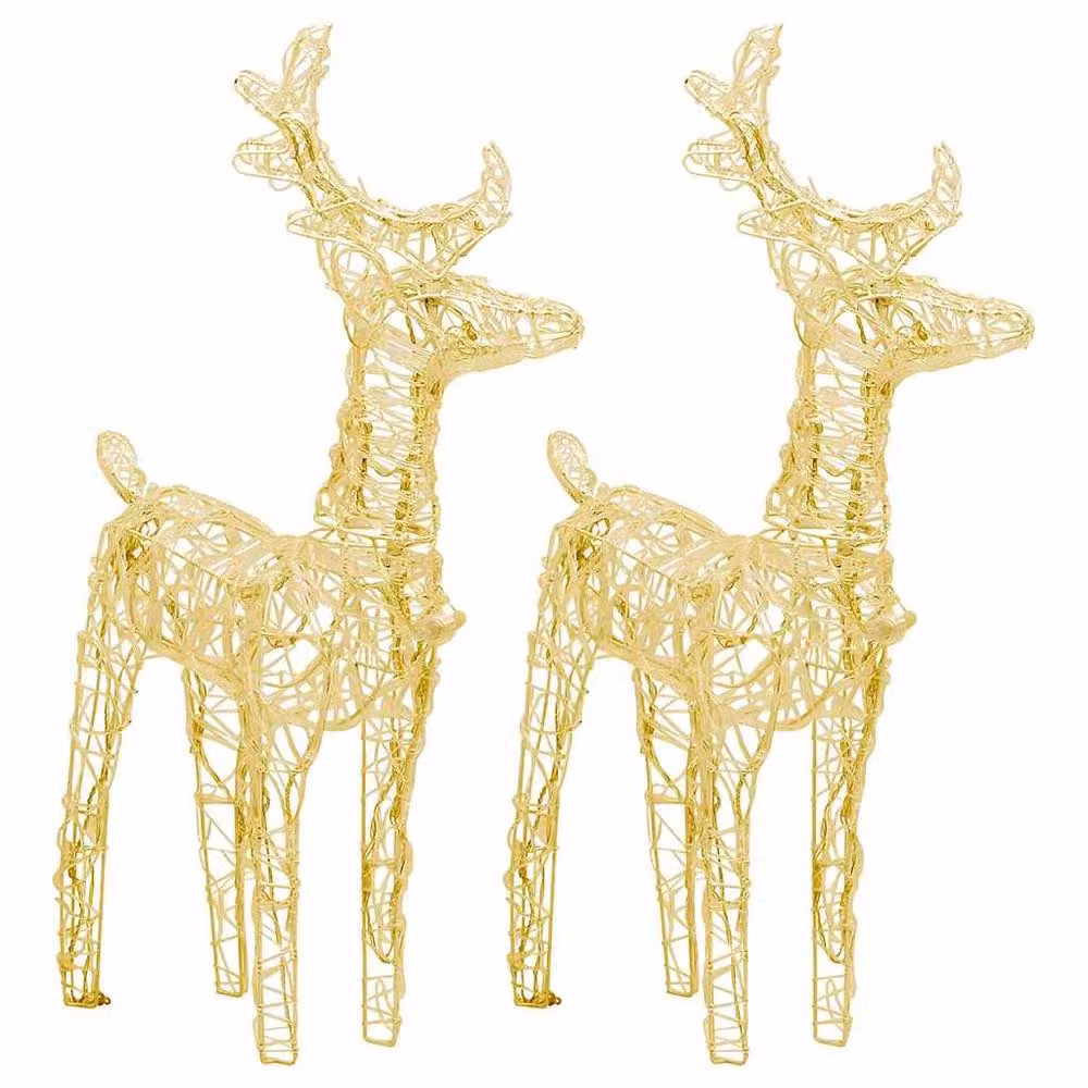 Berkfield Home Beautiful Christmas Reindeer Set of 2, Warm White 80 LEDs, Acrylic – 3