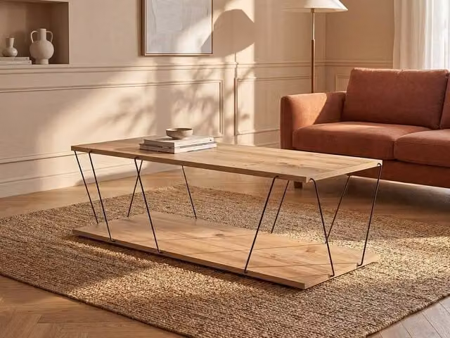 Vente-unique DELORY 1-Shelf Coffee Table in Natural and Black – 1