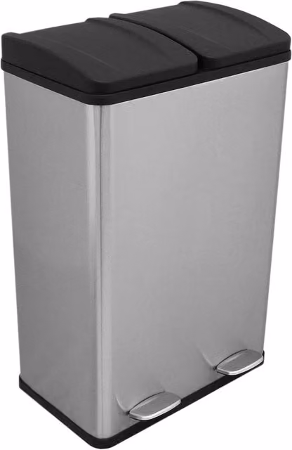 Monstershop 60L Dual Pedal Bin in Stainless Steel, Silver – 1