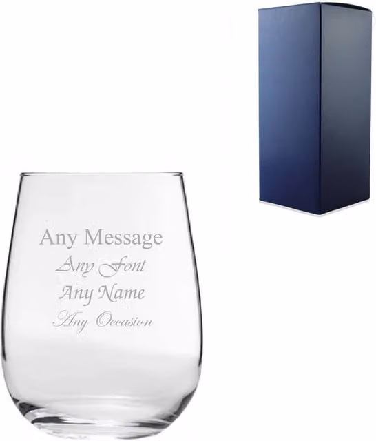 Uniqueful Personalised Corto Stemless Wine Glass, 475ml, Clear