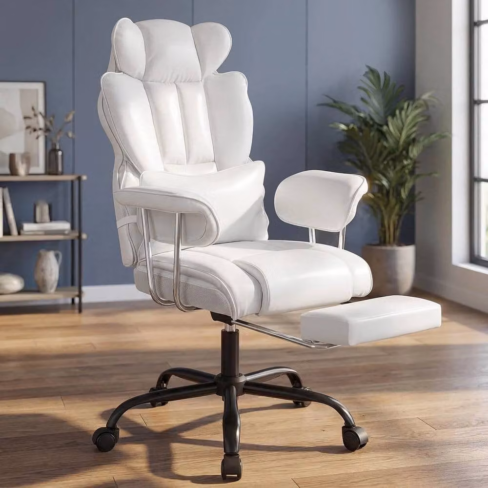 KORVIXA Big Tall Heavy Duty Executive Swivel Office Chair in White – 2
