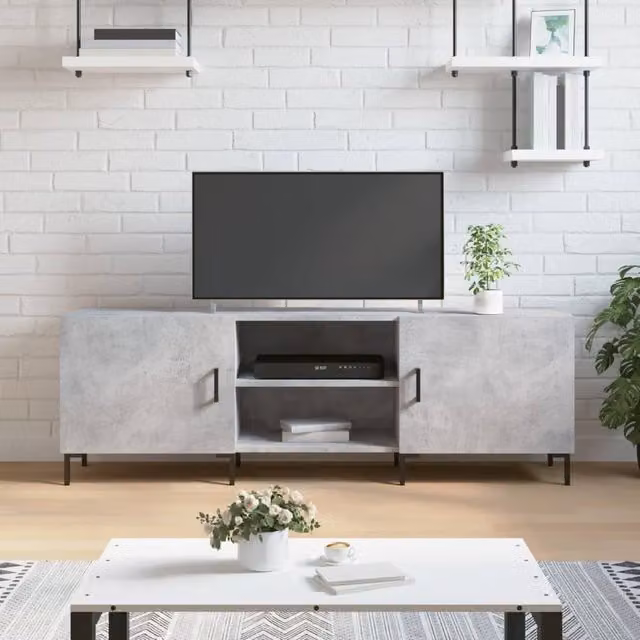 Berkfield Home Industrial TV Cabinet in Concrete Grey, W/D/H: 150 x 30 x 50 cm