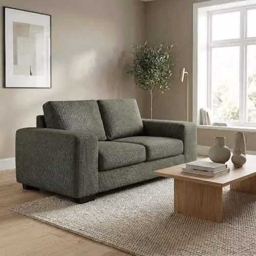 Abakus Direct Boston 2 Seater Sofa in Green Fabric with Solid Wood Frame – 5