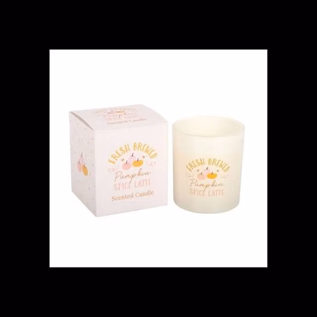 KDMD Fresh Brewed Pumpkin Spice Latte Scented Glass Candle, White – 1