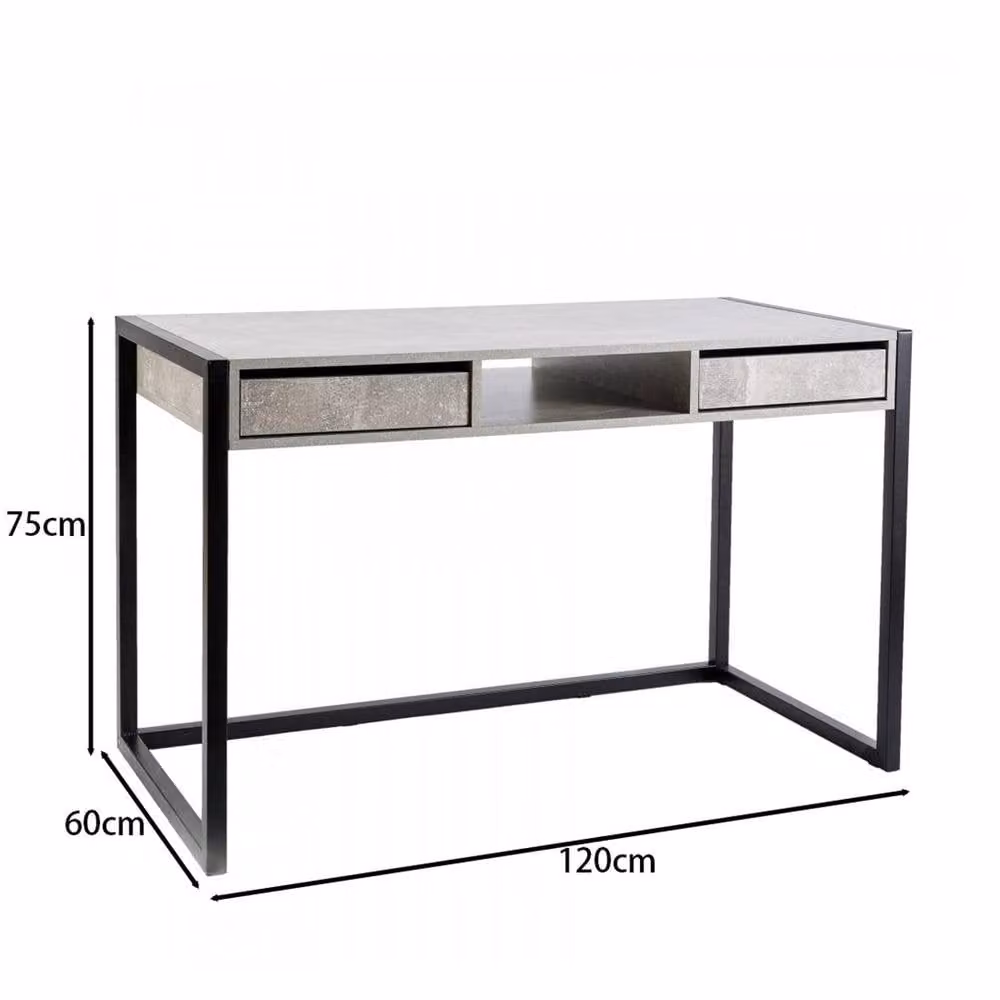 SPETLEK Grey and Oak Computer Desk and Laptop Workstation with Metal Sled Base – 2